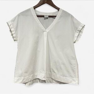 Aspesi White V-Neck Short Sleeve Cotton Blouse | Size 42